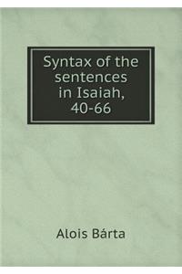 Syntax of the Sentences in Isaiah, 40-66