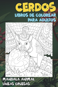 Libros de colorear para adultos - Líneas gruesas - Mandala Animal - Cerdos
