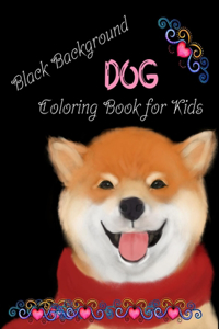 Dog coloring book for Kids black background