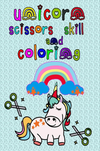 unicorn scissors skill and coloring: Preschool Cutting Activity Learn to Cutting and Pasting. Trace Toddler Home-school Game Busy Book.