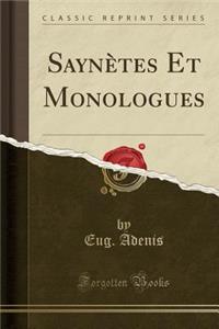 Saynï¿½tes Et Monologues (Classic Reprint)