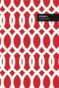 Antlers Lifestyle Journal, Blank Write-in Notebook, Dotted Lines, Wide Ruled, Size (A5) 6 x 9 In (Red)