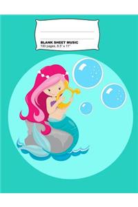 Cute Mermaid Blank Sheet Music Notebook