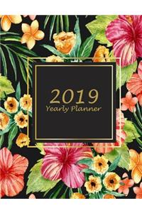 2019 Yearly Planner: Colorful Flowers, 8.5