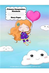 Primary Composition Notebook Story Paper For Girls Grades K-2 Journal Dashed Midline And Picture Space