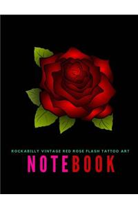 Rockabilly Vintage Red Rose Flash Tattoo Art Notebook
