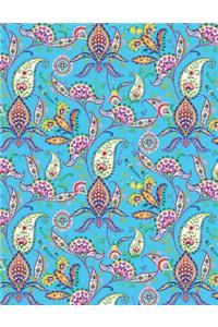 My Big Fat Bullet Journal Paisley Pattern on Blue: Jumbo Sized Dot Style Bullet Journal Notebook - 300 Plus Numbered Pages with 300 Dot Grid Pages, 6 Index Pages and 2 Key Pages in Large 8.5 X 11 Size