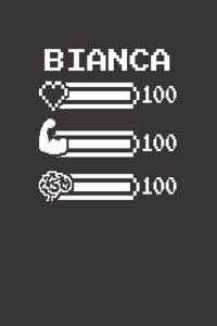 Bianca: Pixel Retro Game 8 Bit Design Blank Composition Notebook College Ruled, Name Personalized for Girls & Women. Gaming Desk Stuff for Gamer Girls. Funn