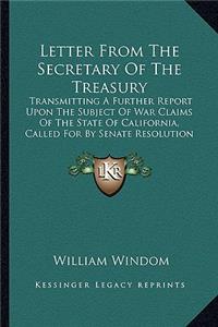 Letter From The Secretary Of The Treasury