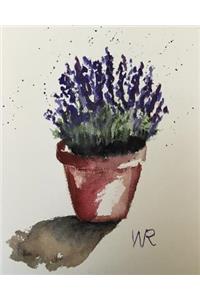 Purple Lavender Flowers Watercolor Blank Journal
