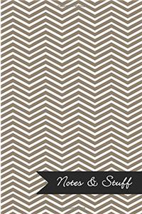 Notes & Stuff Lined Notebook With Khaki Chevron Pattern Cover