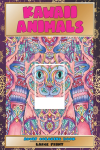 Adult Coloring Book Kawaii Animals - Large Print