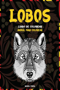 Libro de colorear - Nivel fácil - Animal para colorear - Lobos