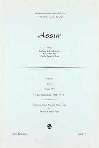 A Leo Oppenheim, 1904-1974; Assur Notes on Some Nineveh Horse Lists