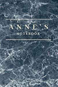 Anne's Notebook: Personalised Custom notebook for Anne: Beautiful marble effect notebook notepad jotter - makes a special personal gift and present for Anne