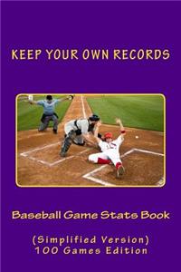 Baseball Game Stats Book