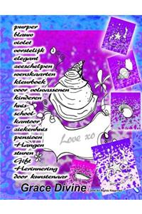purper blauw violet vorstelijk elegant zeeschelpen wenskaarten kleurboek voor volwassenen kinderen huis- school- kantoor ziekenhuis pensioen Hangen sturen Gift Herinnering door kunstenaar Grace Divine