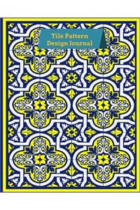 Tile Pattern Design Journal: 160 Page Blue and Yellow Lined Journal for Your Thoughts, Ideas, and Inspiration (8x10)