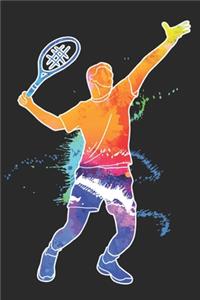 Tennis Player Positions Ball Racket in Drawing