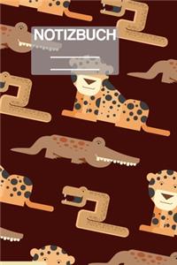 Notizbuch A5 Muster Zeichnung Tiger Krokodil Schlange