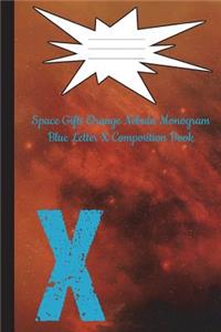 Space Gifts Orange Nebula Monogram Blue Letter X Composition Notebook