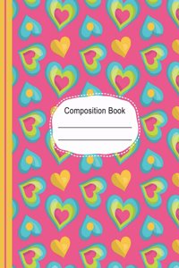 Colorful Whimsical Hearts Composition Notebook
