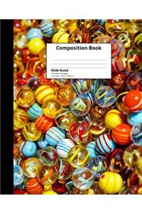 Composition Book: 120 Sheets, 240 Pages, Wide Ruled Rainbow Marble Collection Notebook