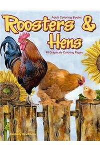 Adult Coloring Books Roosters & Hens