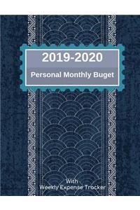 2019-2020 Personal Monthly Budget with Weekly Expense Tracker
