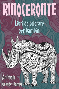 Libri da colorare per bambini - Grande stampa - Animale - Rinoceronte