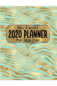 Daily & Weekly 2020 Planner Mint Green Zebra