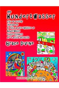 Amo Hundertwasser Libro de colorear Inspirado por El estilo de arte fantástico de Hundertwasser Dibujos originales por el artista surrealista Grace Divine