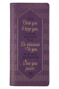 Christian Art Gifts Classic Journal Bless You & Keep You Num. 6:24-26 Inspirational Scripture Notebook, Ribbon Marker, Purple Faux Leather Flexcover, 336 Ruled Pages