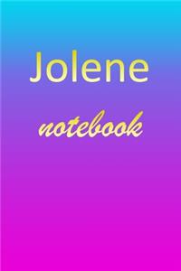 Jolene: Blank Notebook - Wide Ruled Lined Paper Notepad - Writing Pad Practice Journal - Custom Personalized First Name Initial J Blue Purple Gold - Taking 