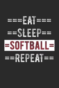 Softball Journal - Eat Sleep Softball Repeat