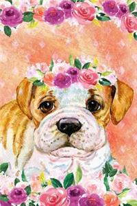 Bullet Journal Notebook for Dog Lovers Bulldog Puppy in Flowers 5