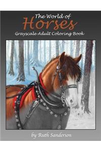 The World of Horses Grayscale Adult Coloring Book