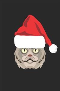 Siberian Cat Notebook - Siberian Cat Santa Hat Cat Lover Christmas Gift - Siberian Cat Journal