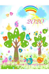 2020 Cute Colorful Birds and Rainbows 18 Month Academic Planner Calendar