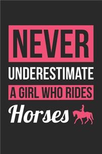 Never Underestimate A Girl Who Rides Horses - Horse Riding Training Journal - Horse Riding Notebook - Gift for Rides Horses