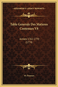 Table Generale Des Matieres Contenues V8