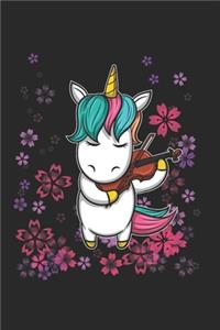 Flowers Violine Music Unicorn Notebook