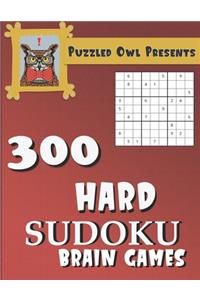 Puzzled Owl Presents 300 Hard Sudoku Brain Games Sudoku Puzzle Books for Adults, Kids and Seniors