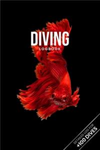 Scuba Diving Log Book Dive Diver Jourgnal Notebook Diary - Red Siamese Fighting Fish