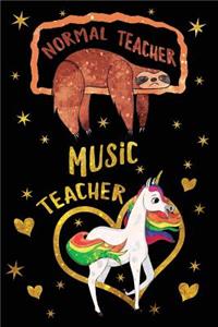 Normal Teacher Music Teacher Journal Unicorn Gold