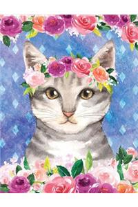 My Big Fat Journal Notebook For Cat Lovers Tabby In Flowers