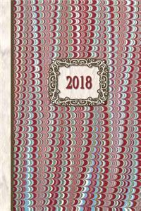 2018 Diary Red Green Marble Design
