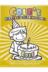 Cole's Birthday Coloring Book Kids Personalized Books