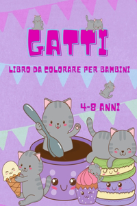 Gatto libro da colorare per bambini 4-8 anni