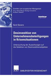 Desinvestition Von Unternehmensbeteiligungen in Krisensituationen